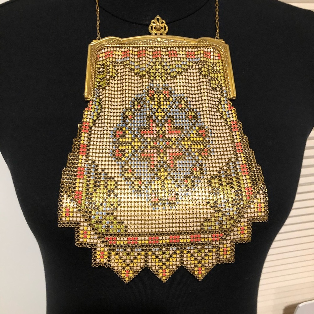 Vintage Whiting & Davis Art Deco Enamel Mesh Purse